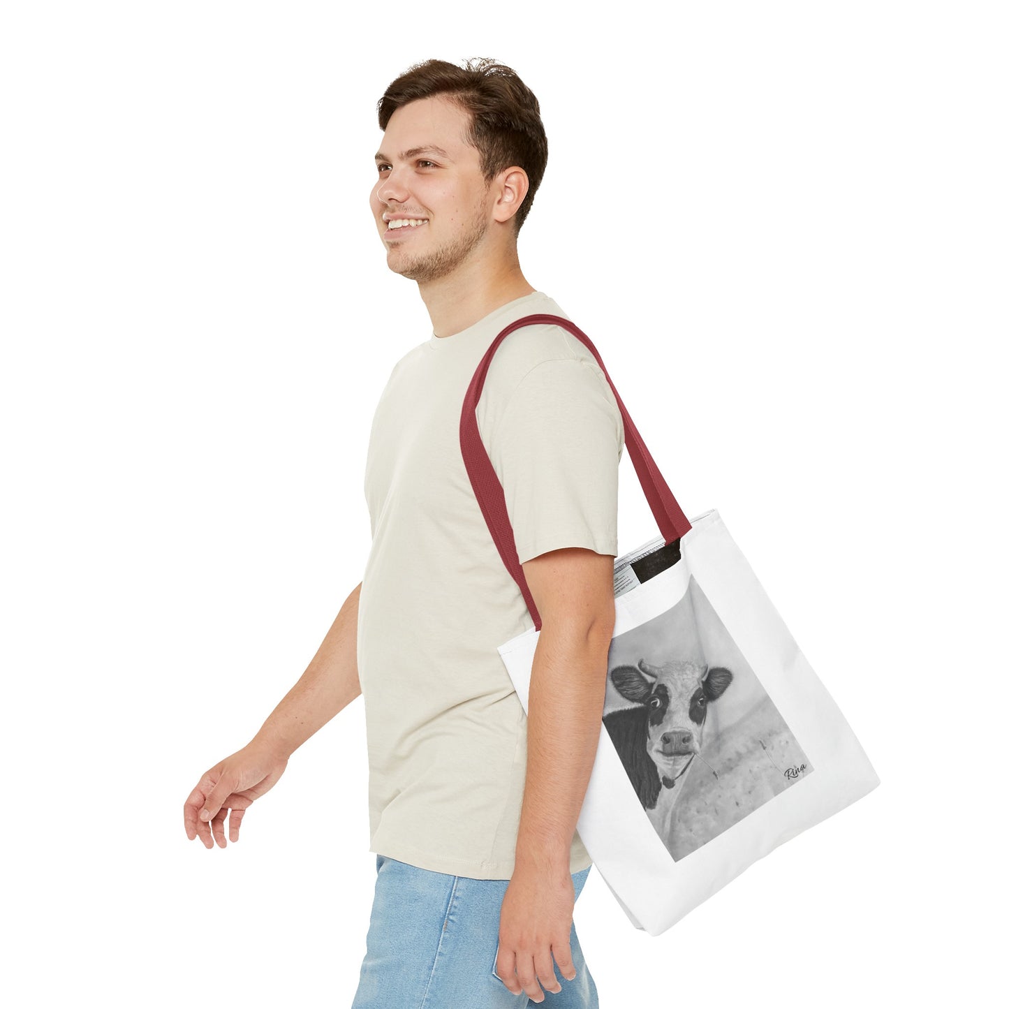Peek A Boo Cow Tote Bag, Beach bag, Pool Bag, Book Bag
