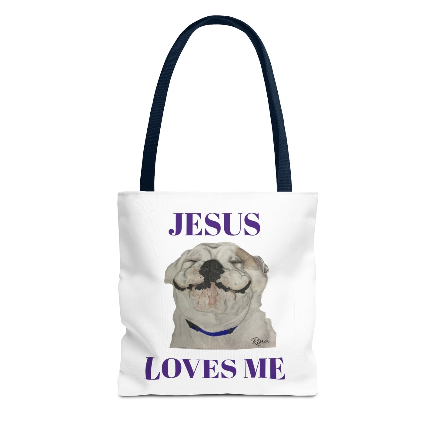 Jesus Loves Me Happy Bulldog Tote Bag, Beach Tote, Pool Tote, Book Bag