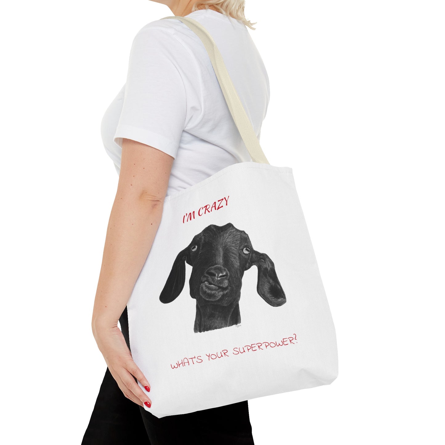 ImCrazy Whats Your Superpower Goofy Goat Tote Bag Beach Bag Pool Bag Book Bag
