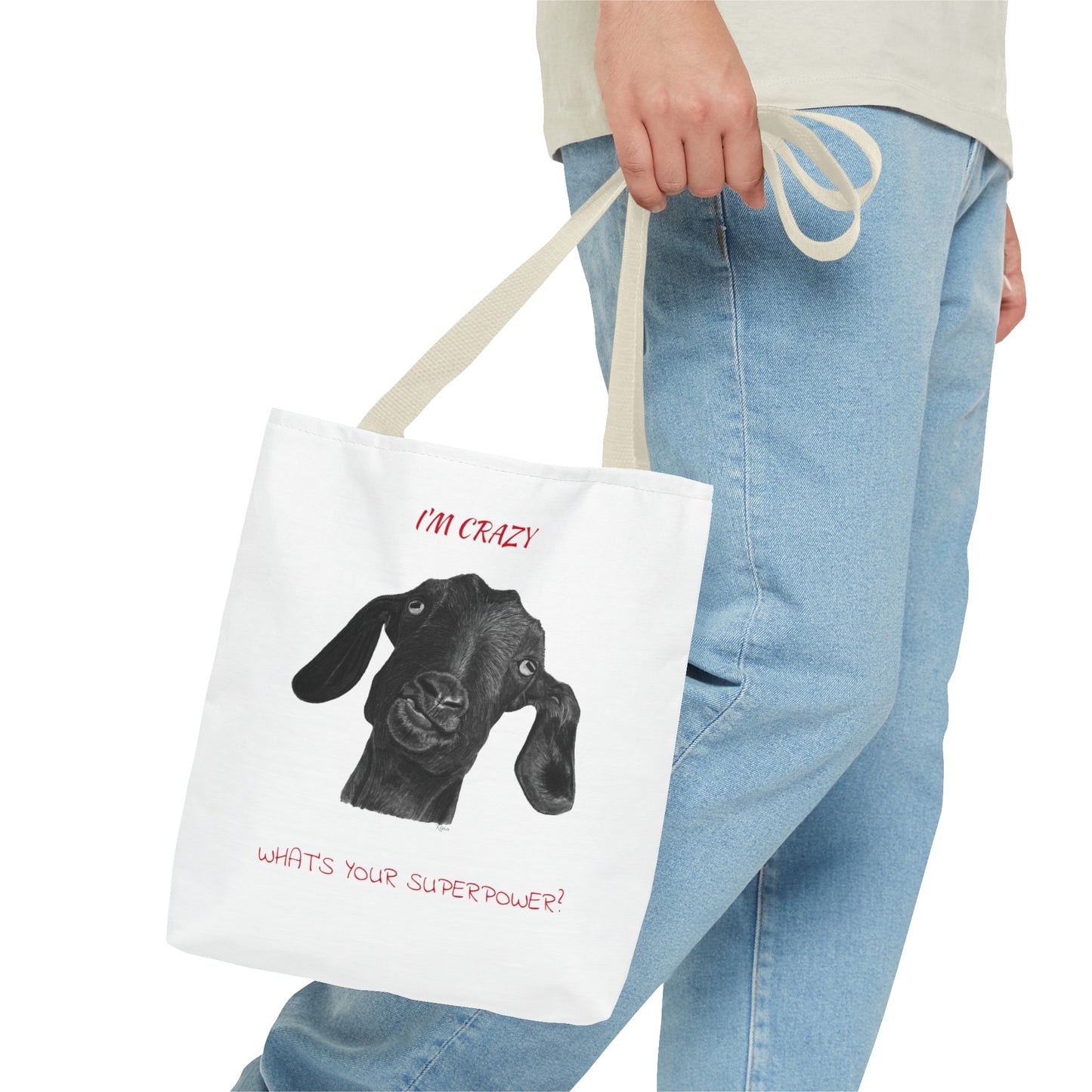 ImCrazy Whats Your Superpower Goofy Goat Tote Bag Beach Bag Pool Bag Book Bag