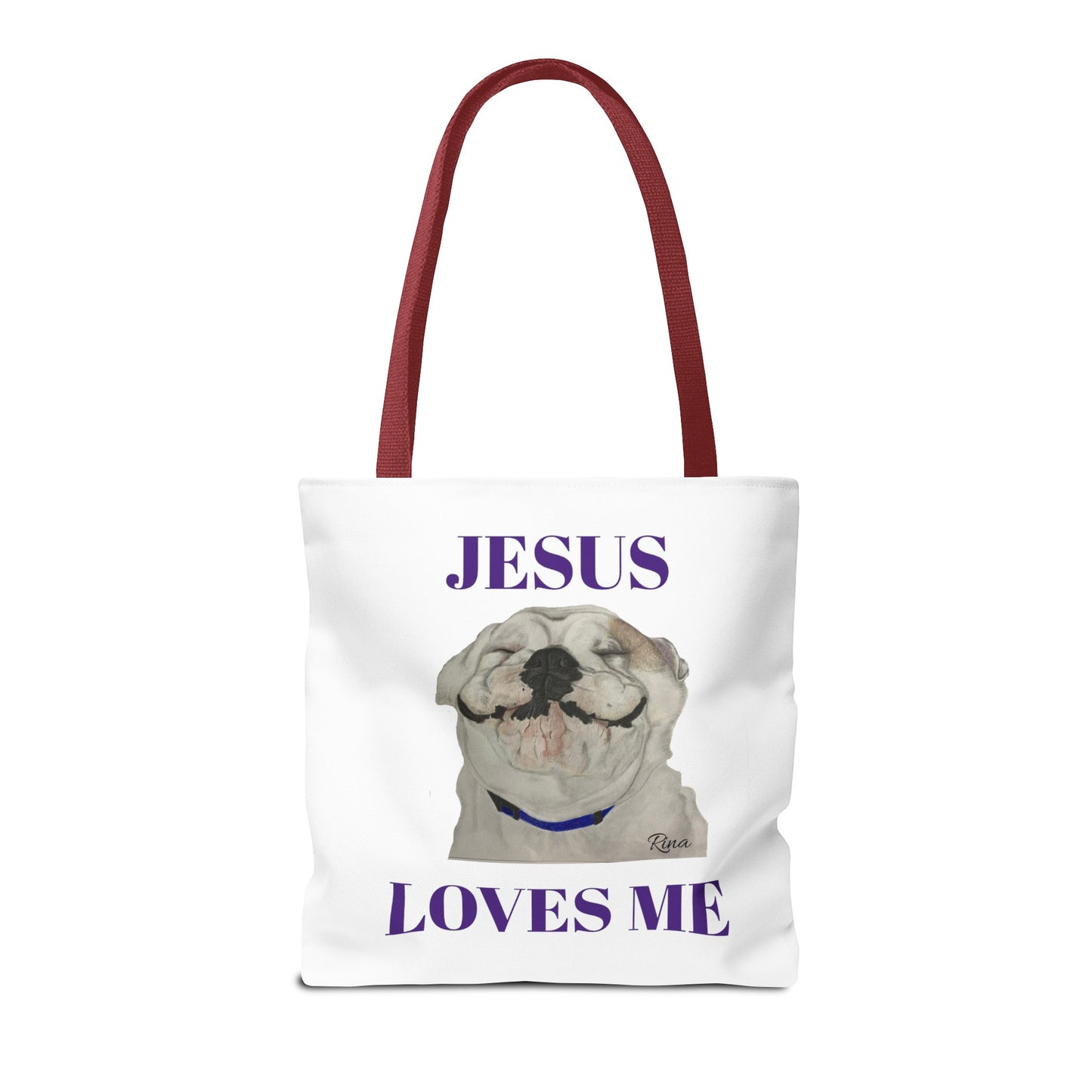 Jesus Loves Me Happy Bulldog Tote Bag, Beach Tote, Pool Tote, Book Bag
