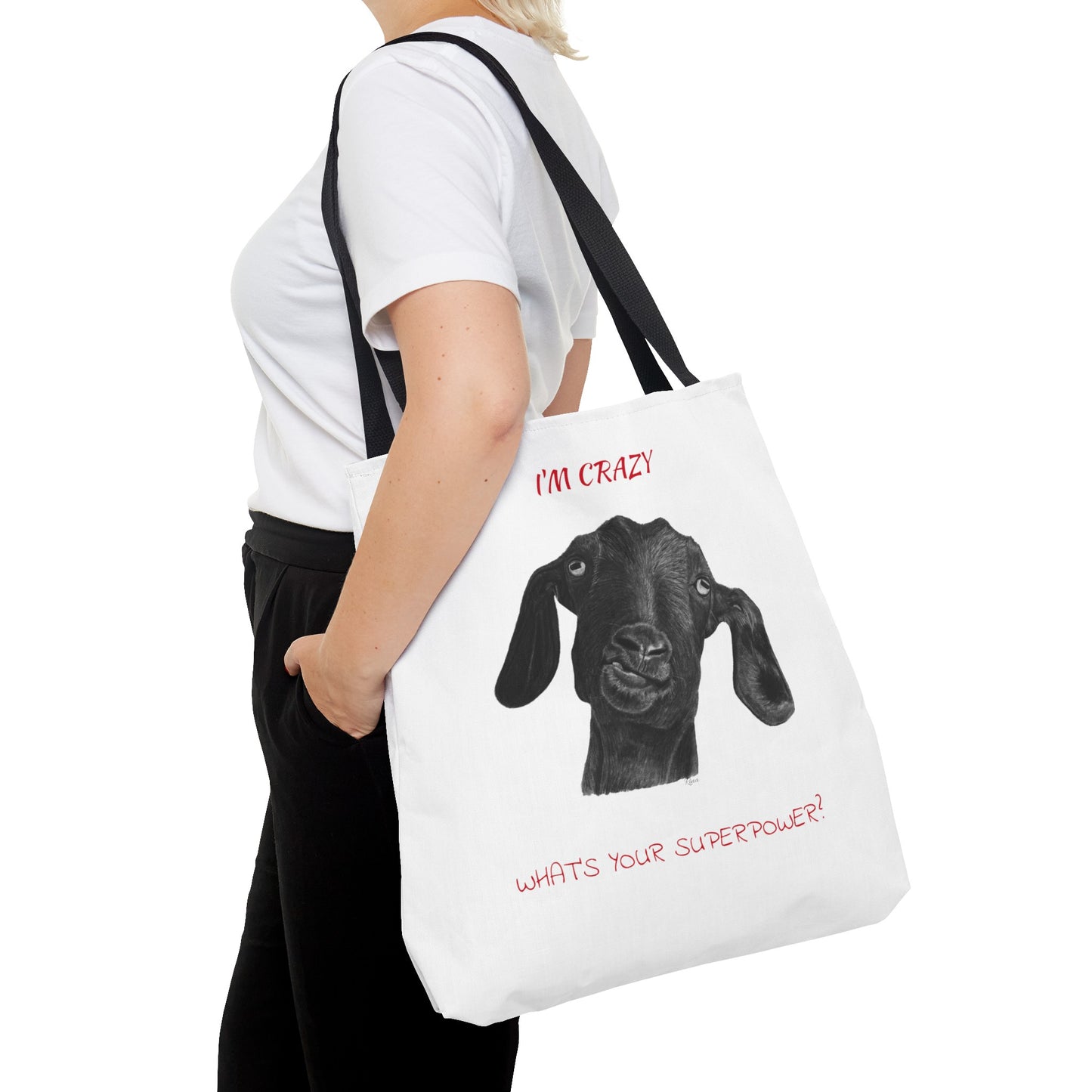 ImCrazy Whats Your Superpower Goofy Goat Tote Bag Beach Bag Pool Bag Book Bag