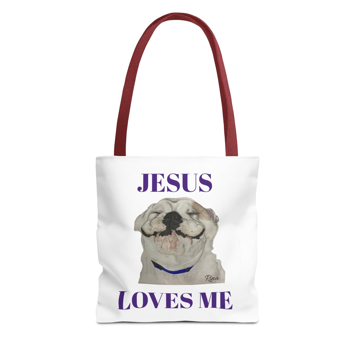 Jesus Loves Me Happy Bulldog Tote Bag, Beach Tote, Pool Tote, Book Bag