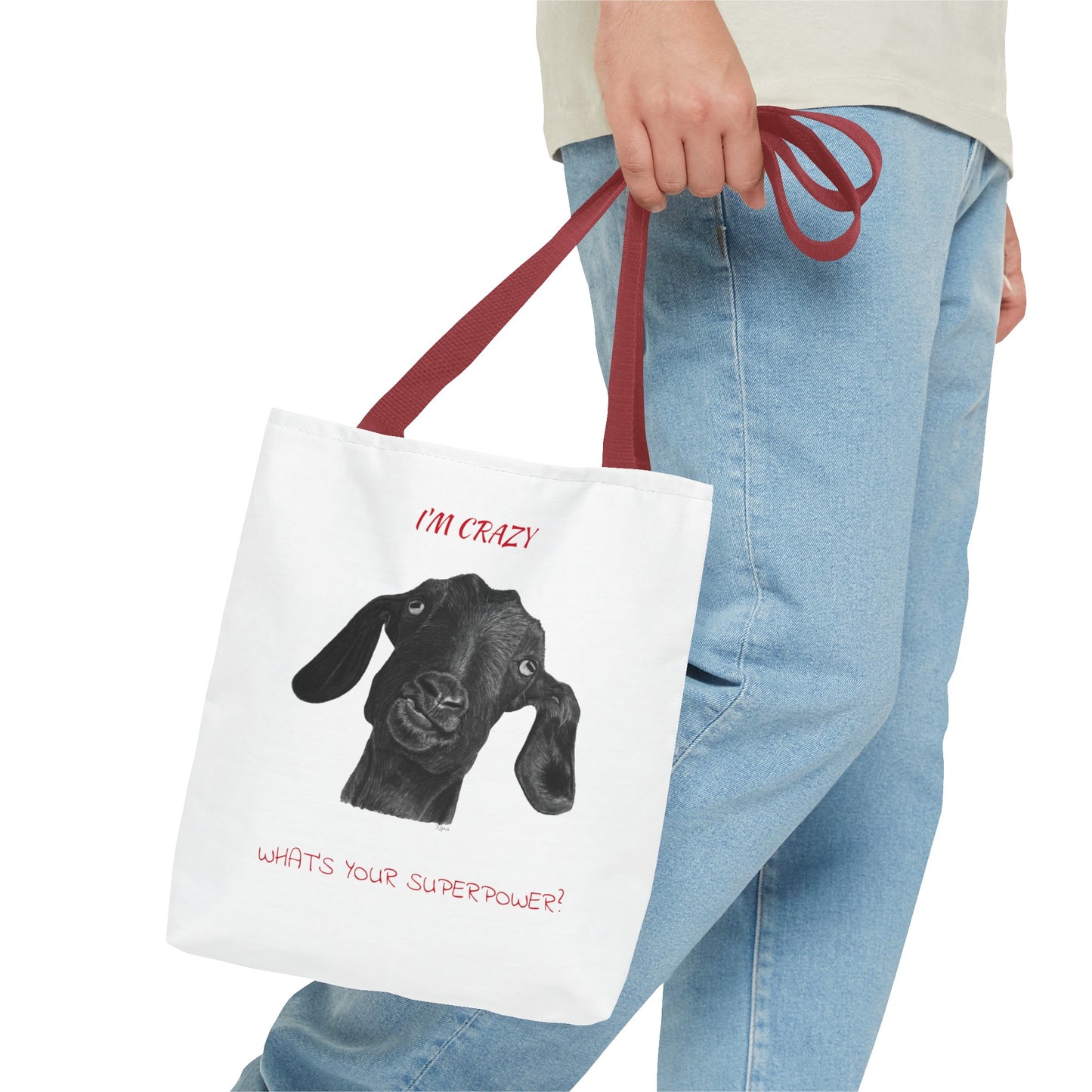 ImCrazy Whats Your Superpower Goofy Goat Tote Bag Beach Bag Pool Bag Book Bag