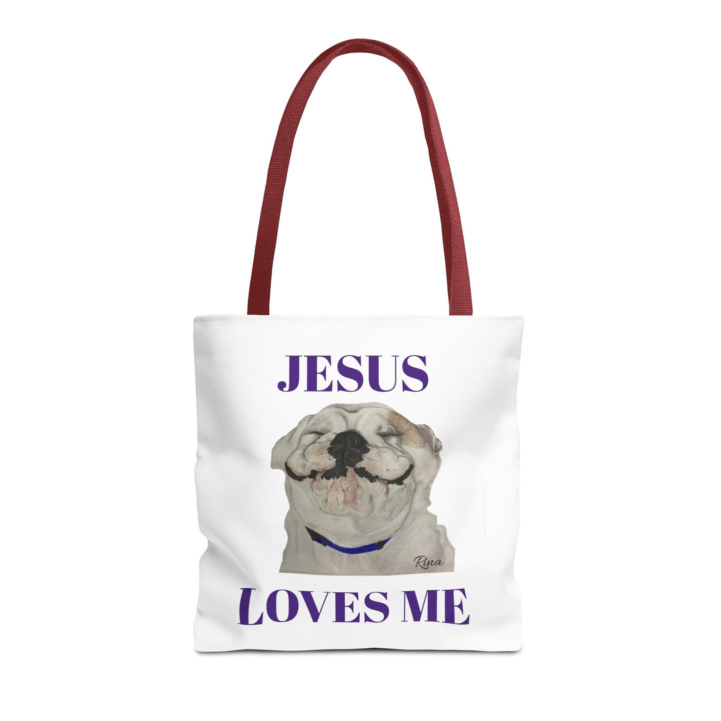 Jesus Loves Me Happy Bulldog Tote Bag, Beach Tote, Pool Tote, Book Bag