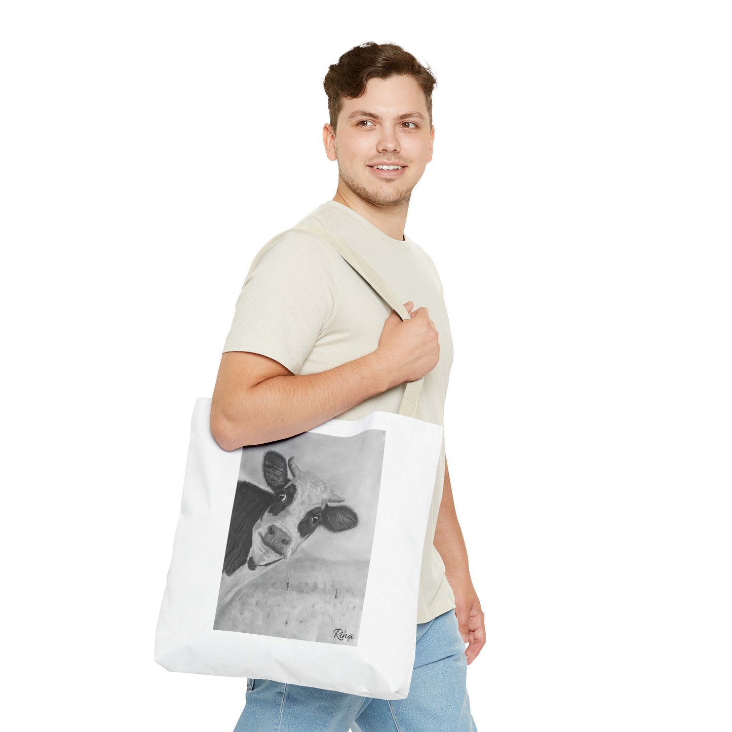 Peek A Boo Cow Tote Bag, Beach bag, Pool Bag, Book Bag