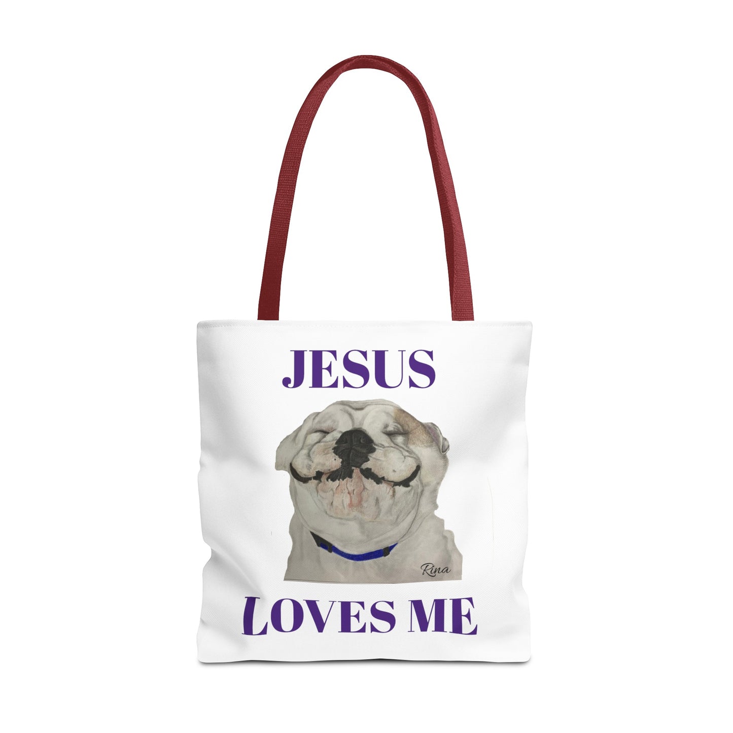 Jesus Loves Me Happy Bulldog Tote Bag, Beach Tote, Pool Tote, Book Bag