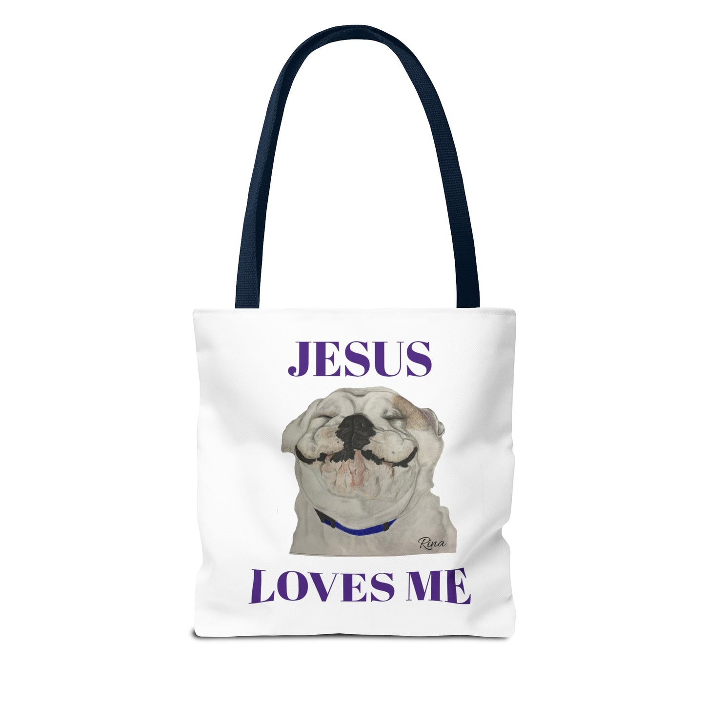 Jesus Loves Me Happy Bulldog Tote Bag, Beach Tote, Pool Tote, Book Bag