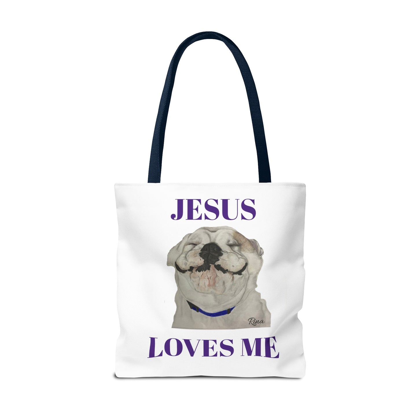 Jesus Loves Me Happy Bulldog Tote Bag, Beach Tote, Pool Tote, Book Bag