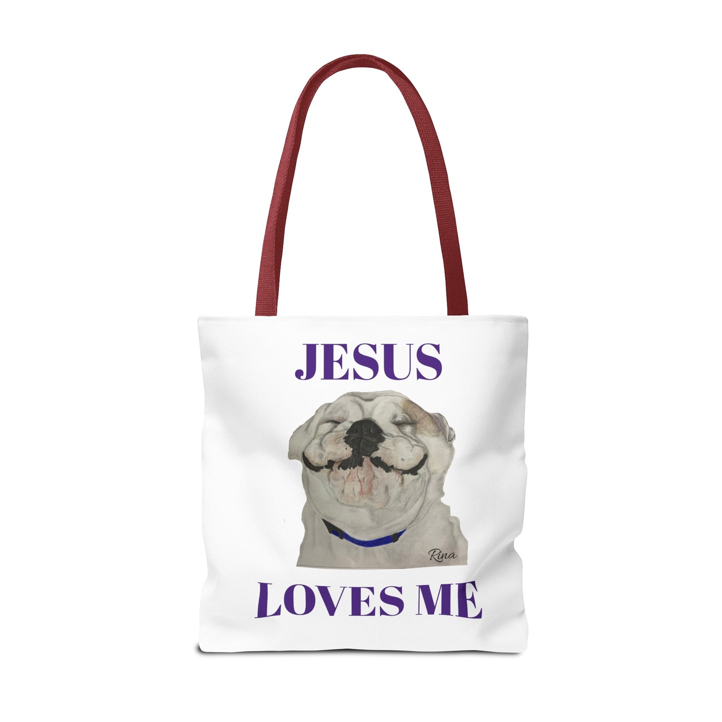 Jesus Loves Me Happy Bulldog Tote Bag, Beach Tote, Pool Tote, Book Bag