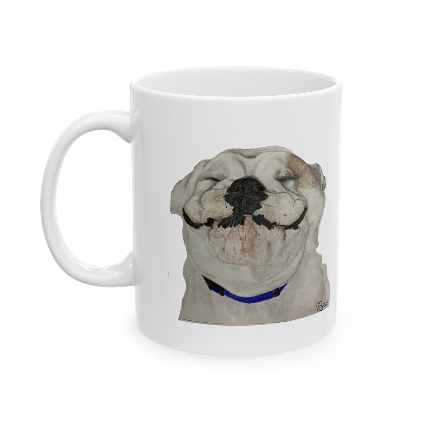 Happy Bulldog Ceramic Coffee Mug, (11oz, 15oz)