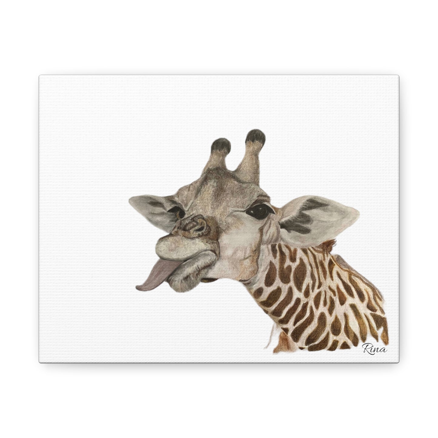 Goofy Giraffe Wrapped Canvas Print