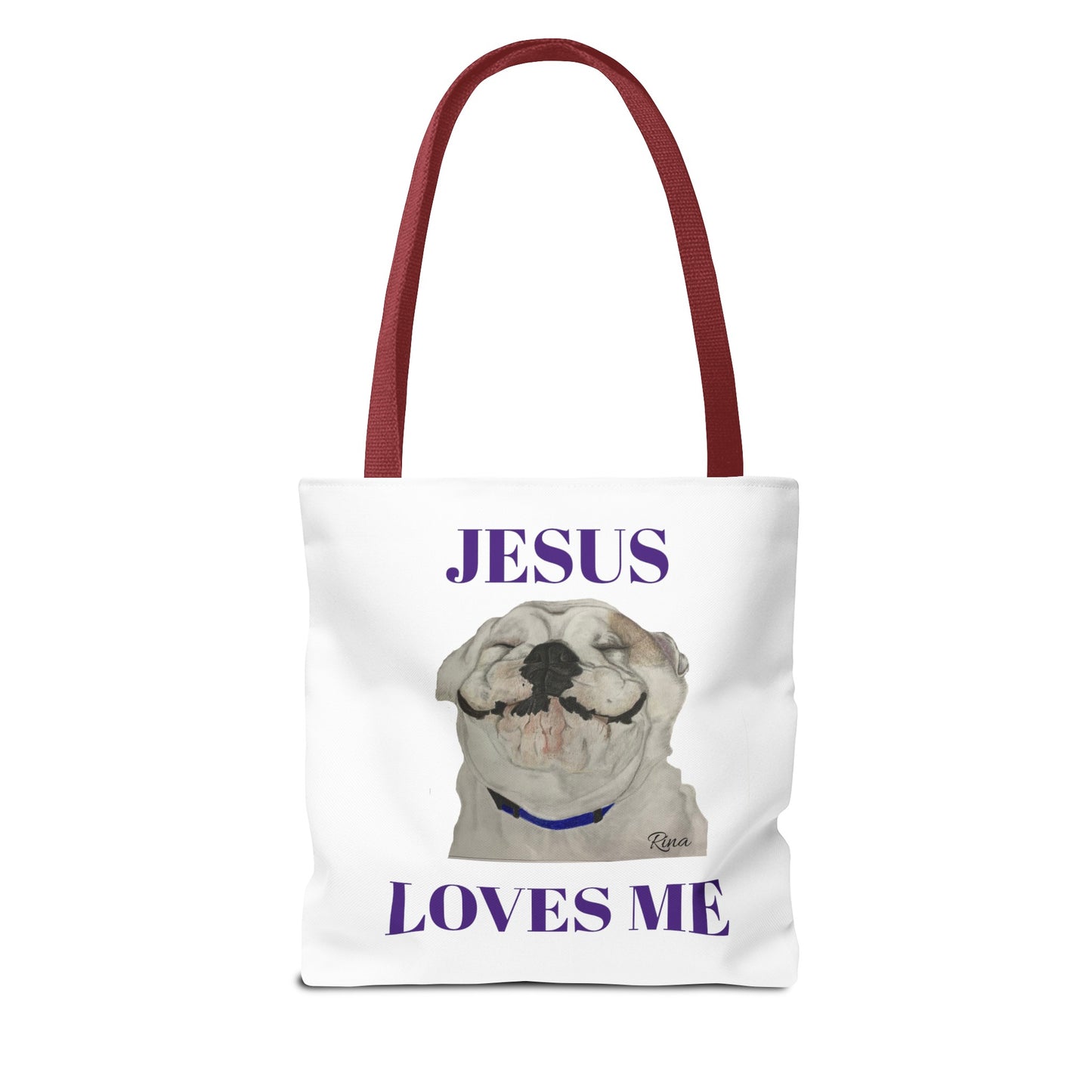 Jesus Loves Me Happy Bulldog Tote Bag, Beach Tote, Pool Tote, Book Bag