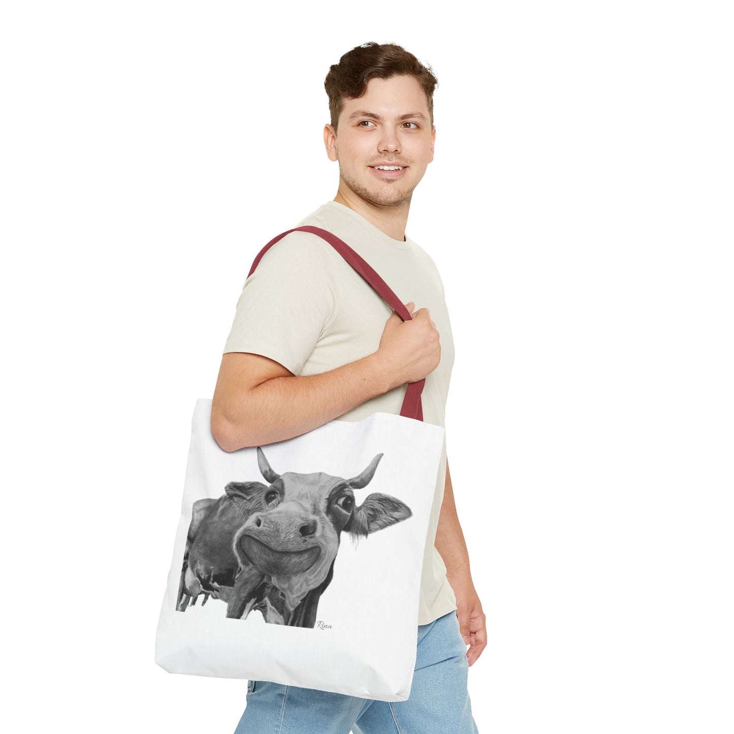Happy Cow Tote Bag, Beach Bag, Pool Bag, Book Bag