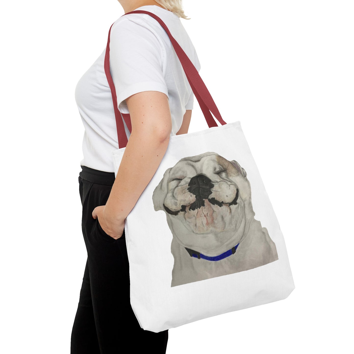 Happy Bulldog Tote Bag, Beach Bag, Pool Bag, Book Bag