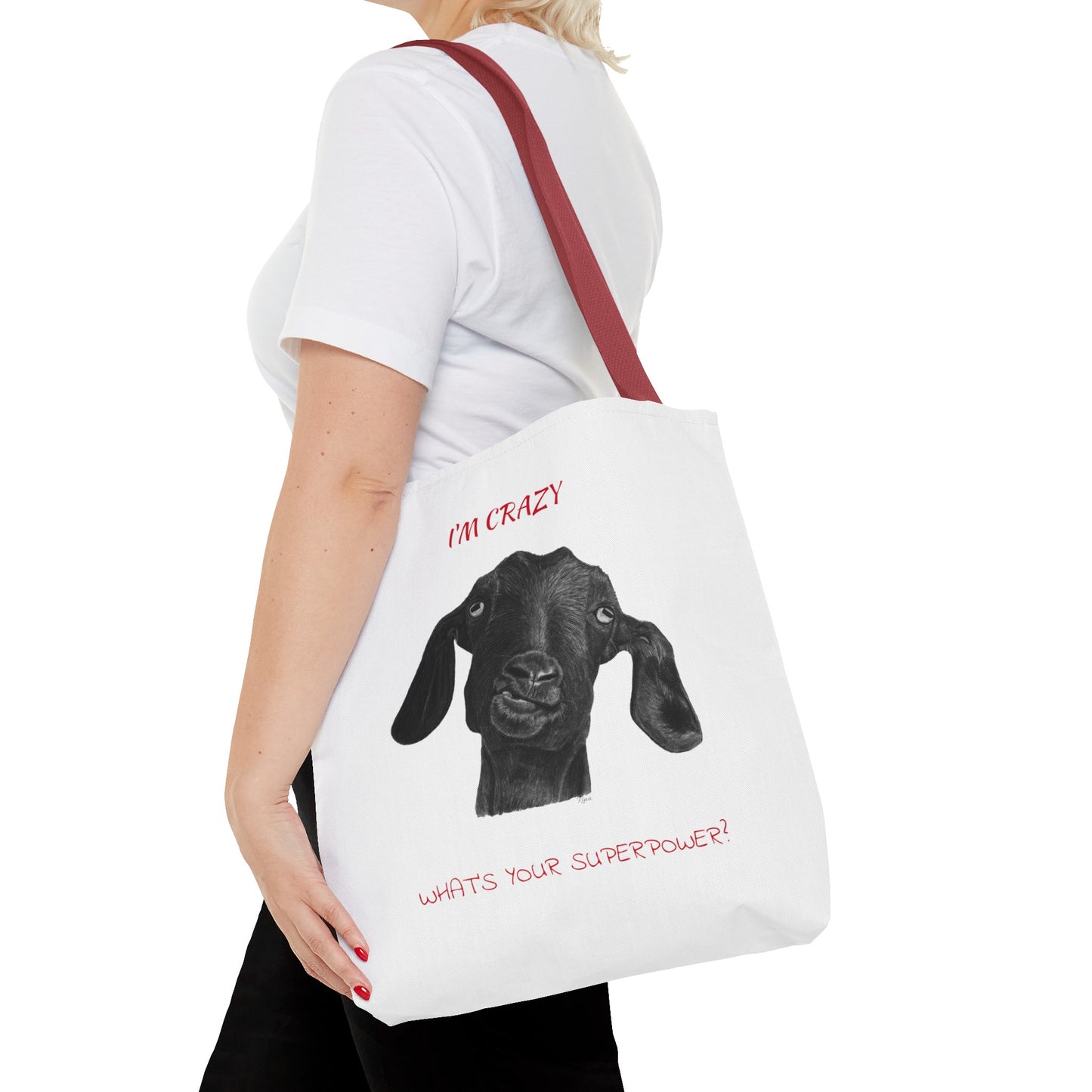 ImCrazy Whats Your Superpower Goofy Goat Tote Bag  Beach Bag Pool Bag Book Bag