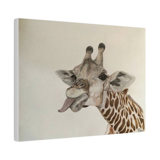 Goofy Giraffe Stretched Canvas Print!