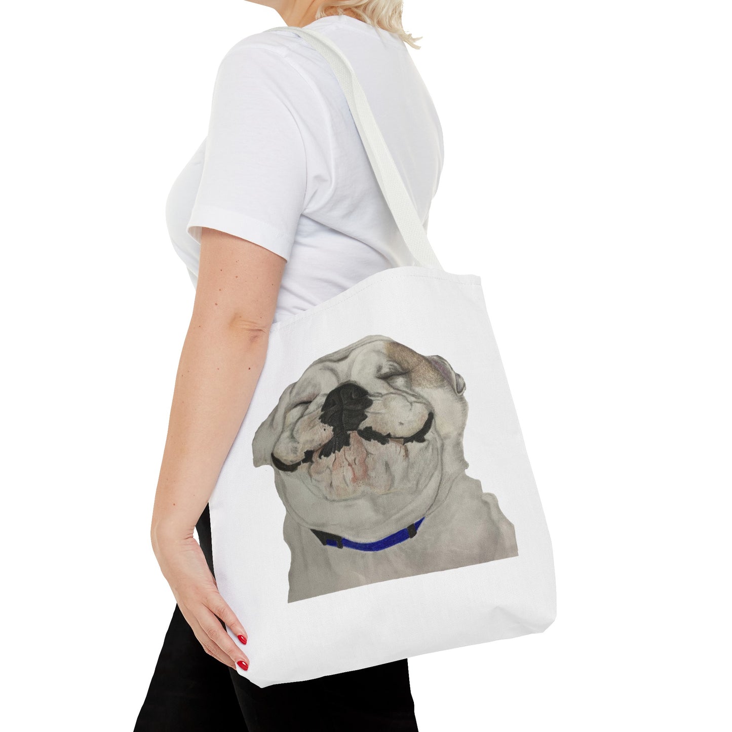 Happy Bulldog Tote Bag, Beach Bag, Pool Bag, Book Bag