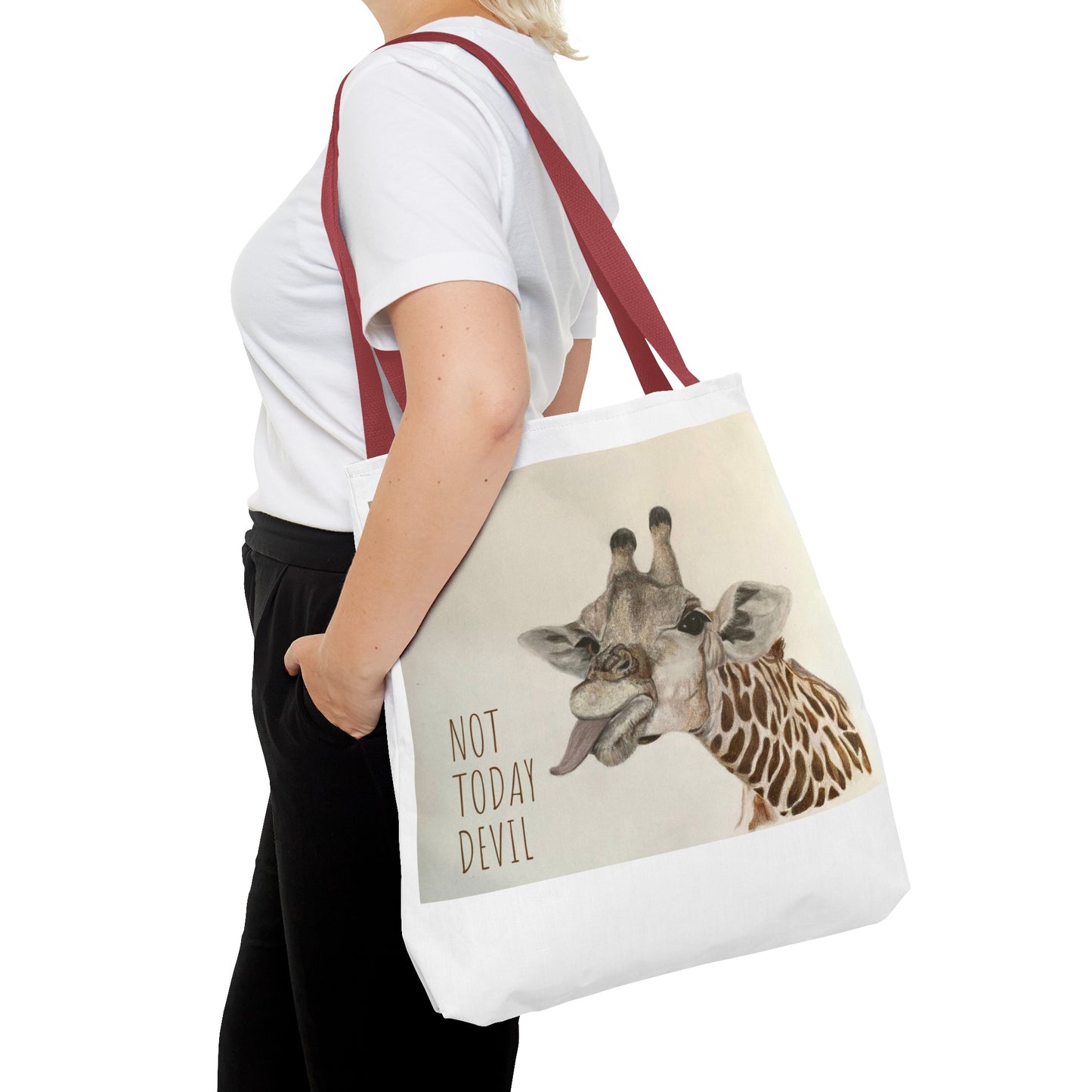 Not Today Devil Giraffe Tote Bag Funny Giraffe Tote Christian Tote Beach Bag Book Bag