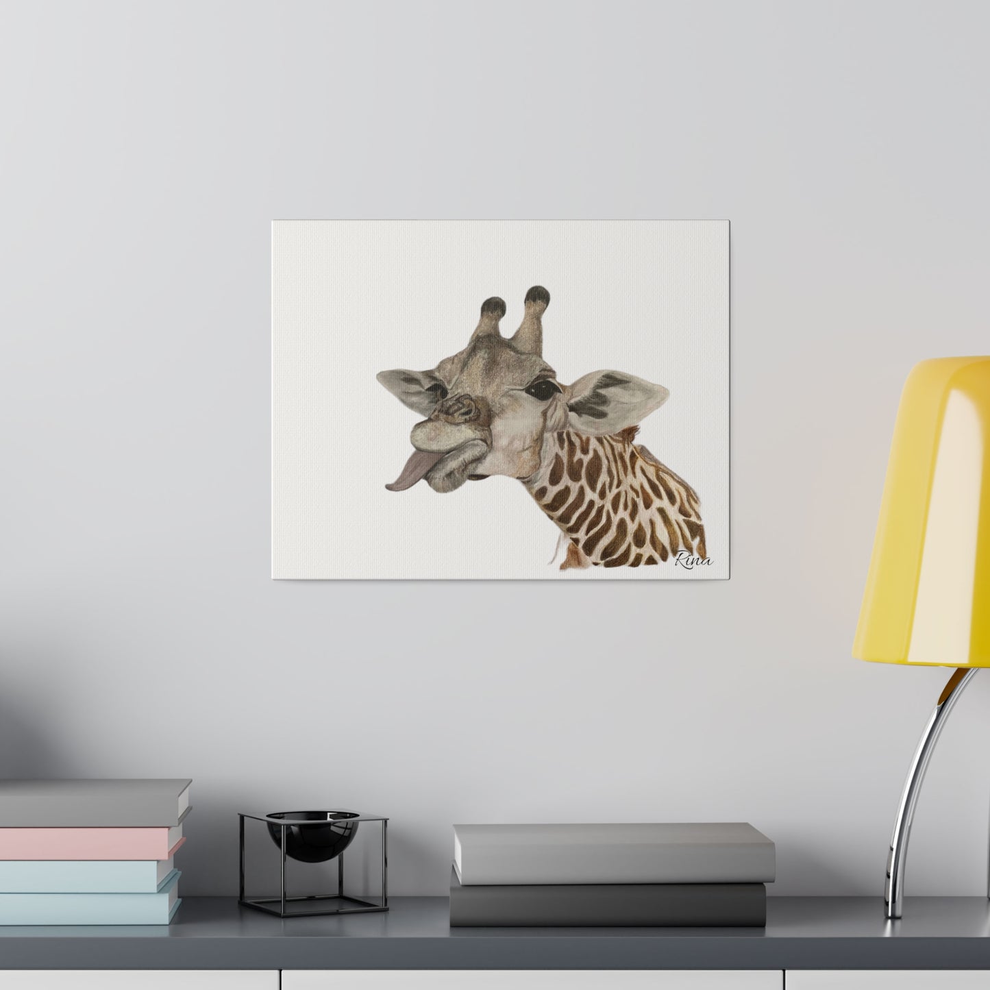 Quirky Giraffe stretched canvas art decor
