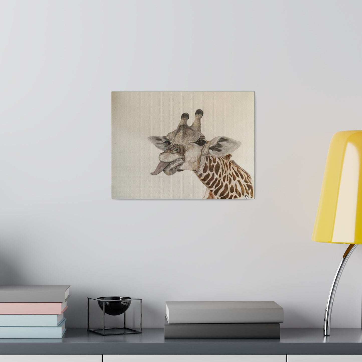 Goofy Giraffe Stretched Canvas Print!