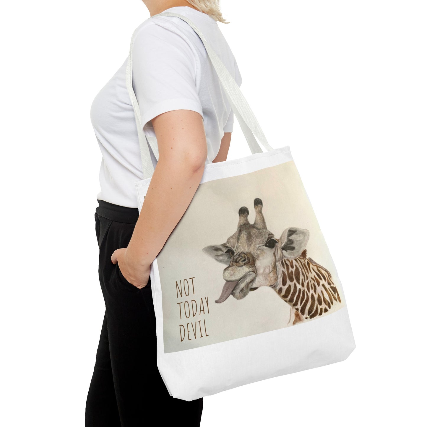 Not Today Devil Giraffe Tote Bag Funny Giraffe Tote Christian Tote Beach Bag Book Bag