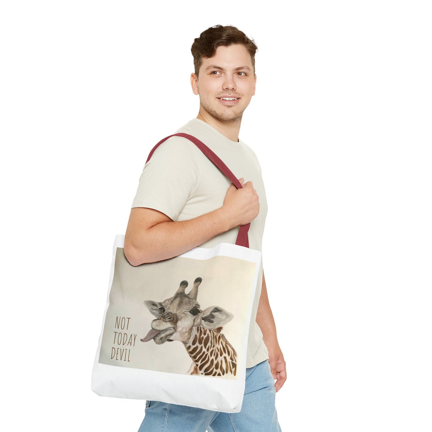 Not Today Devil Giraffe Tote Bag Funny Giraffe Tote Christian Tote Beach Bag Book Bag