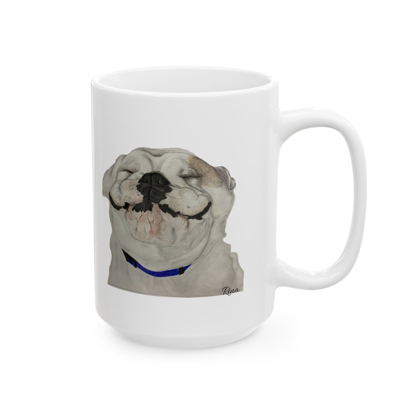 Happy Bulldog Ceramic Coffee Mug, (11oz, 15oz)