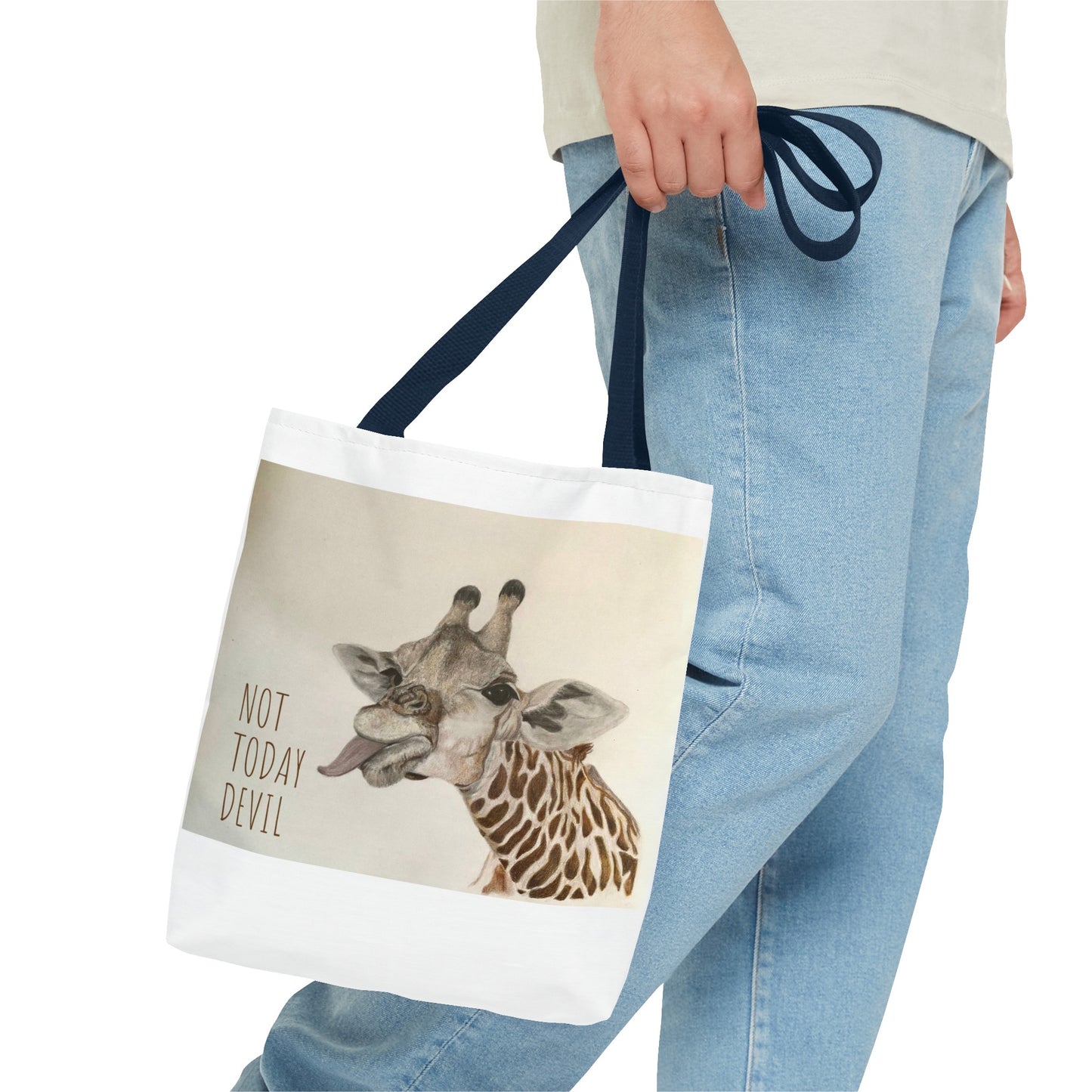 Not Today Devil Giraffe Tote Bag Funny Giraffe Tote Christian Tote Beach Bag Book Bag