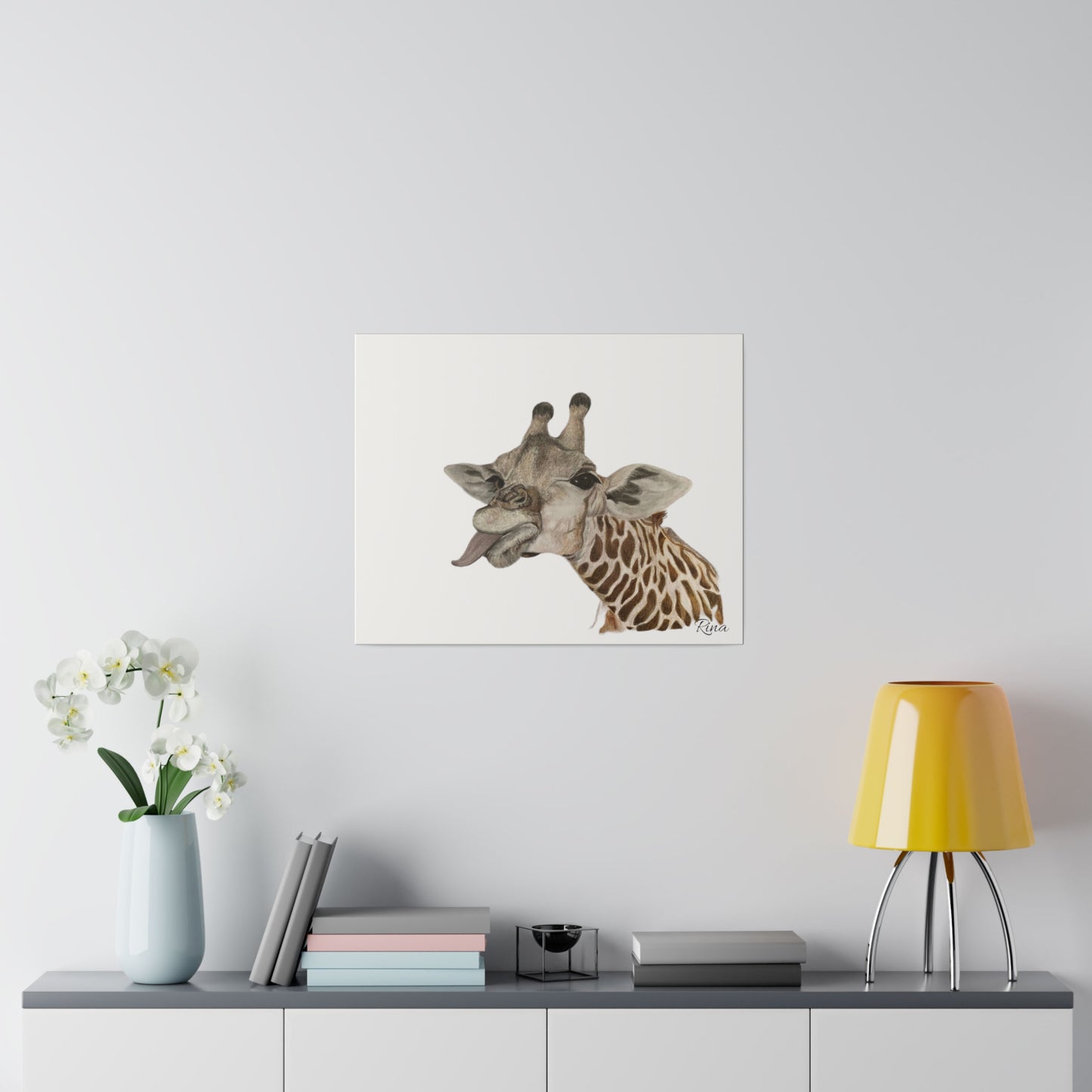 Quirky Giraffe stretched canvas art decor