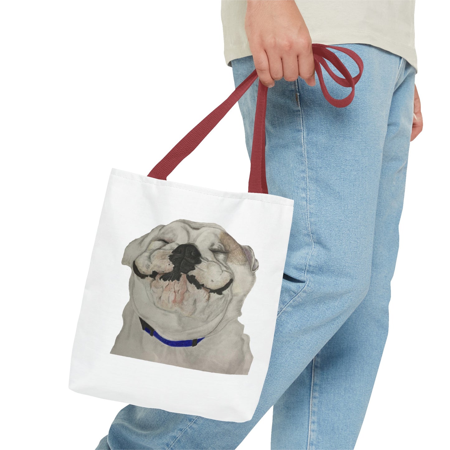 Happy Bulldog Tote Bag, Beach Bag, Pool Bag, Book Bag