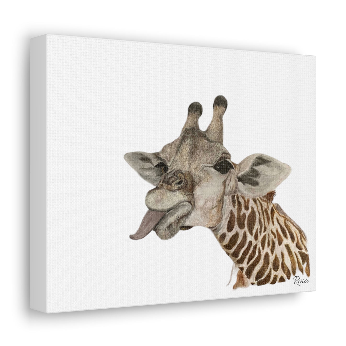 Goofy Giraffe Wrapped Canvas Print