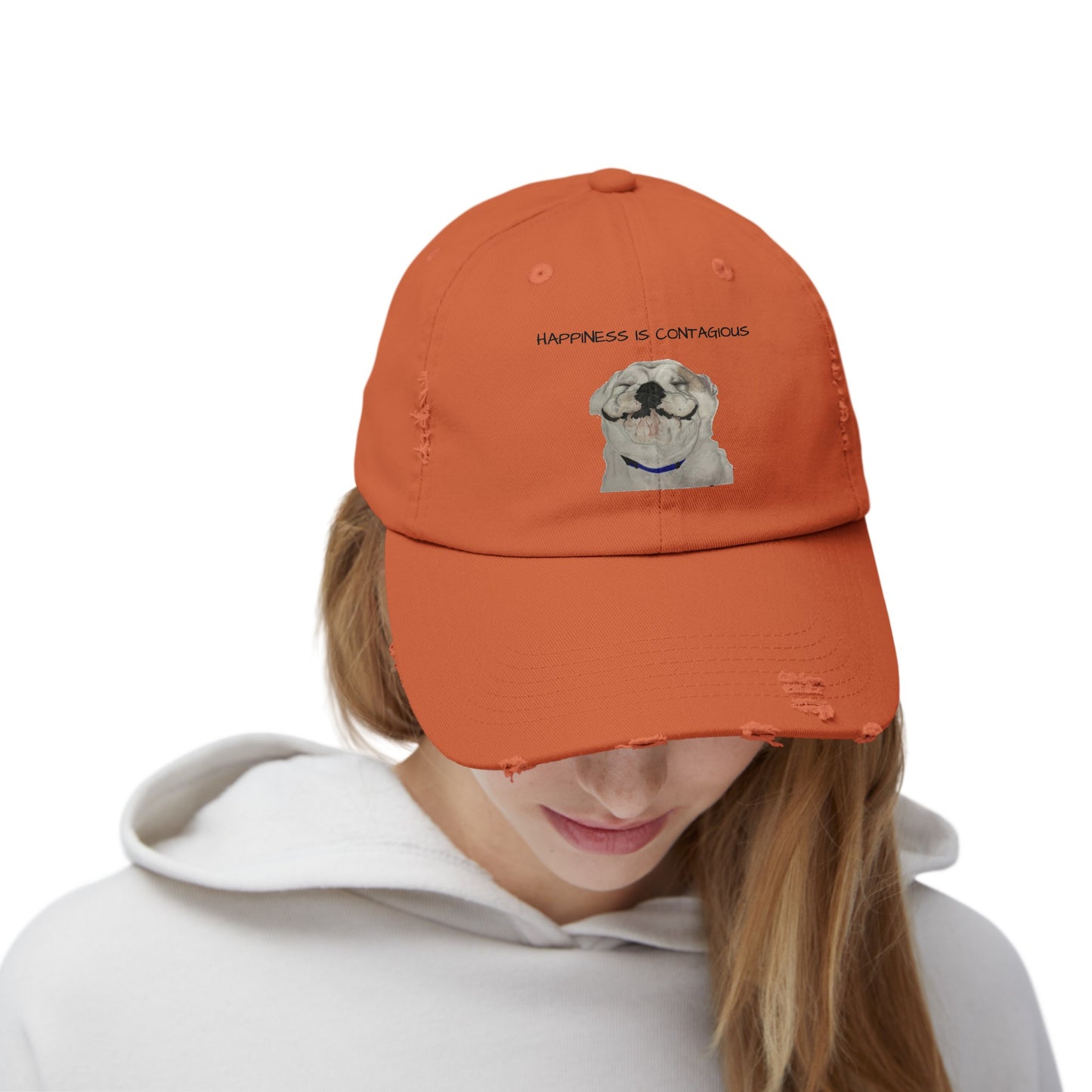 Happiness is Contagious Happy Bulldog Cap