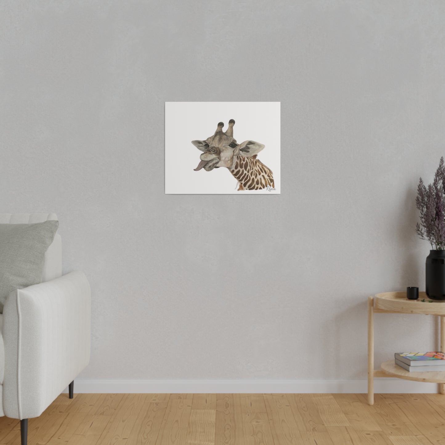 Quirky Giraffe stretched canvas art decor