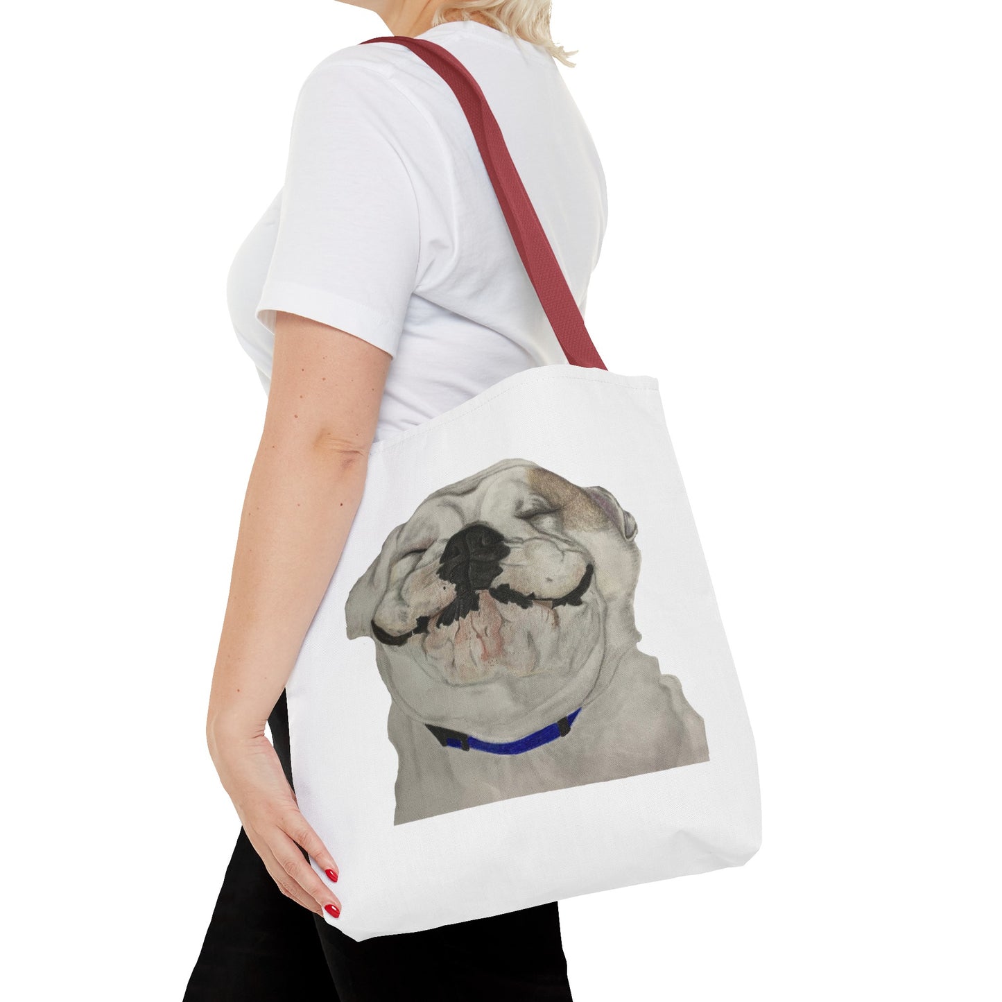 Happy Bulldog Tote Bag, Beach Bag, Pool Bag, Book Bag