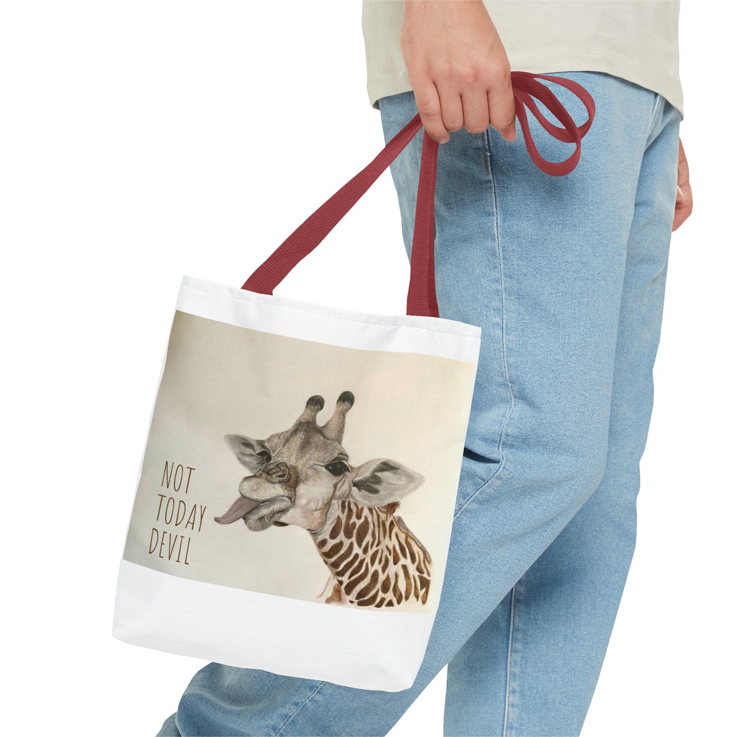 Not Today Devil Giraffe Tote Bag Funny Giraffe Tote Christian Tote Beach Bag Book Bag