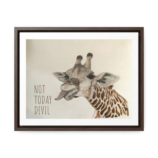 Not Today Devil Framed Canvas Print, Funny Giraffe