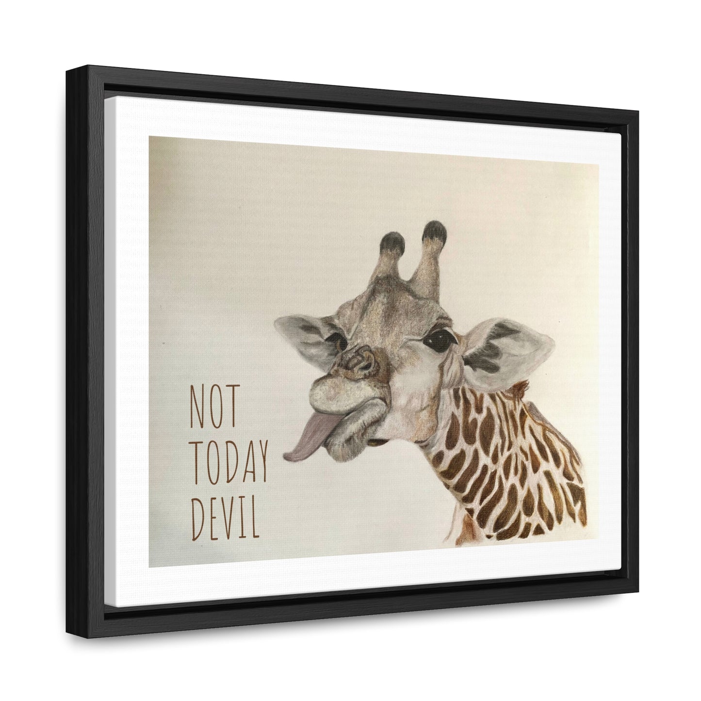 Not Today Devil Framed Canvas Print, Funny Giraffe