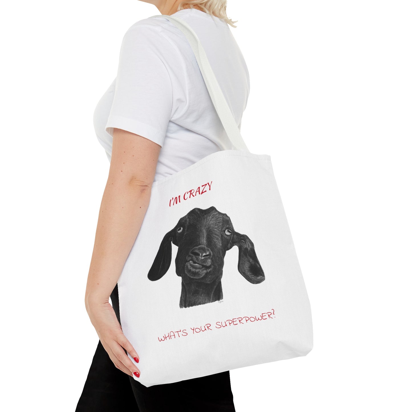 ImCrazy Whats Your Superpower Goofy Goat Tote Bag  Beach Bag Pool Bag Book Bag