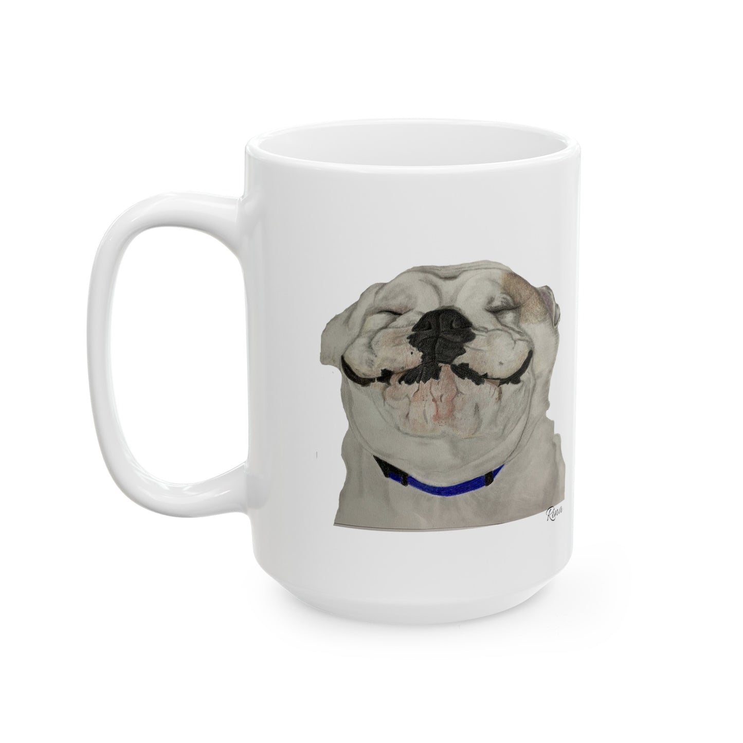 Happy Bulldog Ceramic Coffee Mug, (11oz, 15oz)