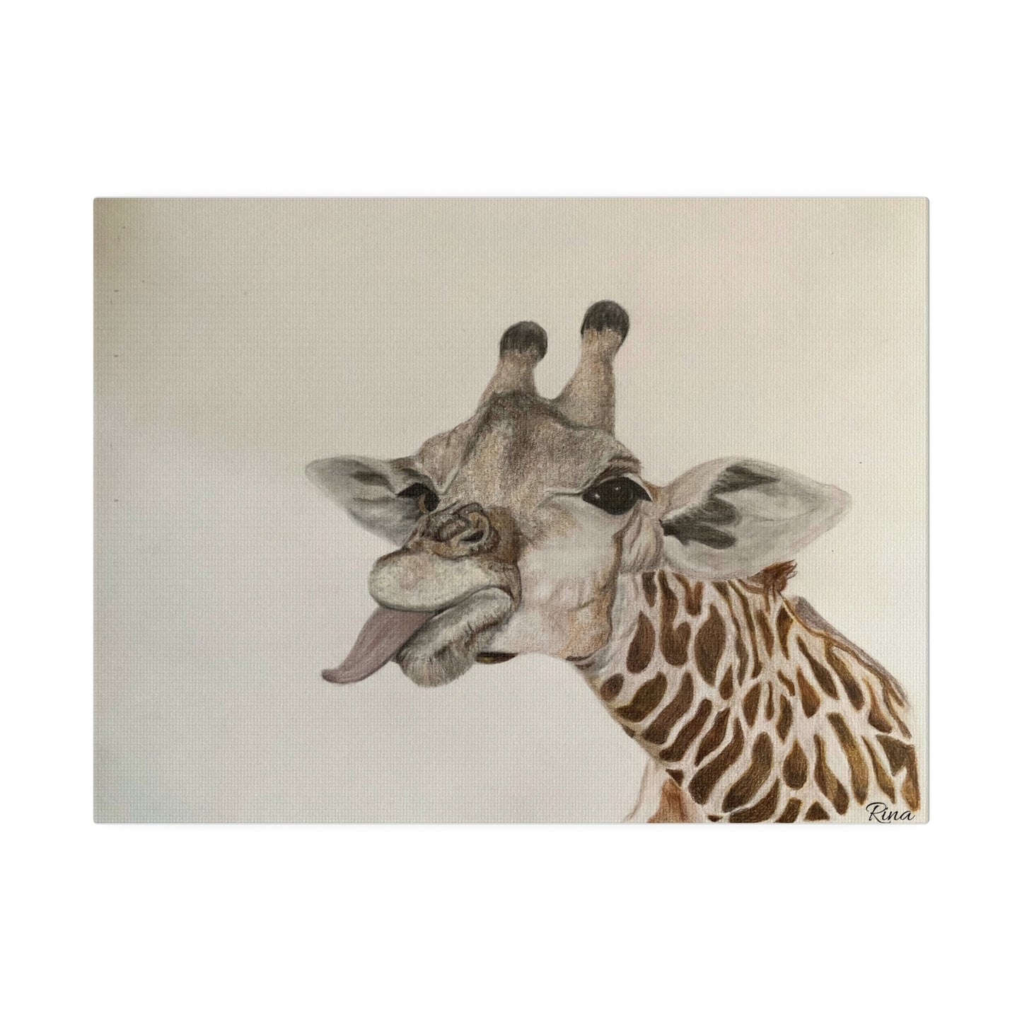 Goofy Giraffe Stretched Canvas Print!