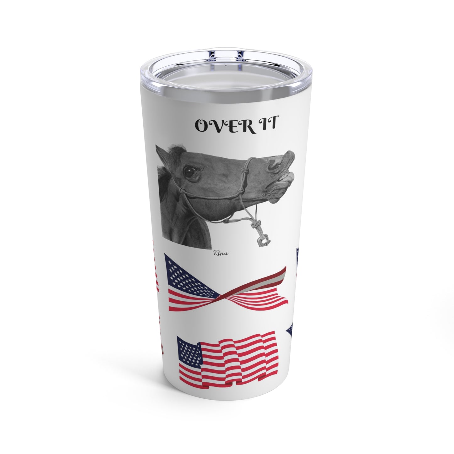 Over It Horse American Tumbler 20oz, Patriotic, America, Flag