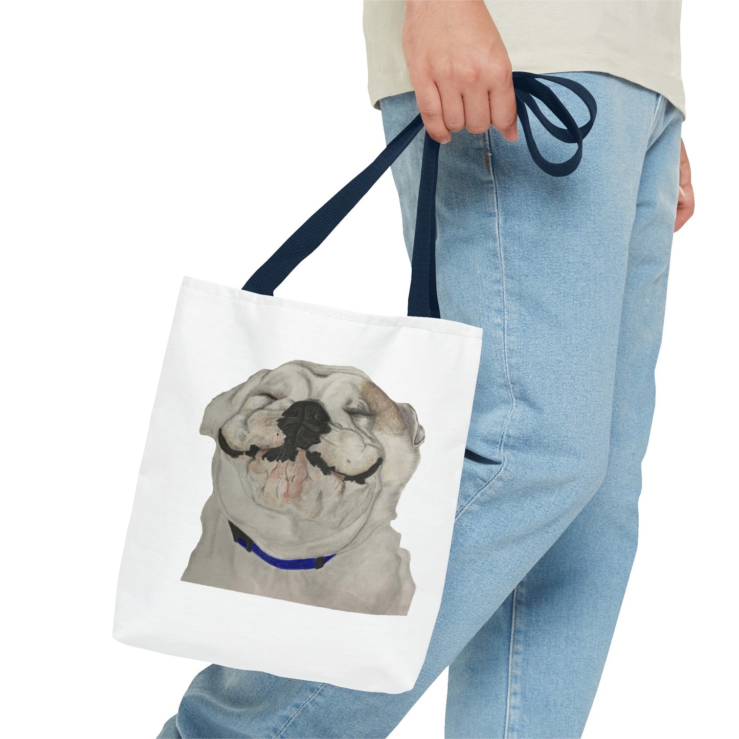 Happy Bulldog Tote Bag, Beach Bag, Pool Bag, Book Bag