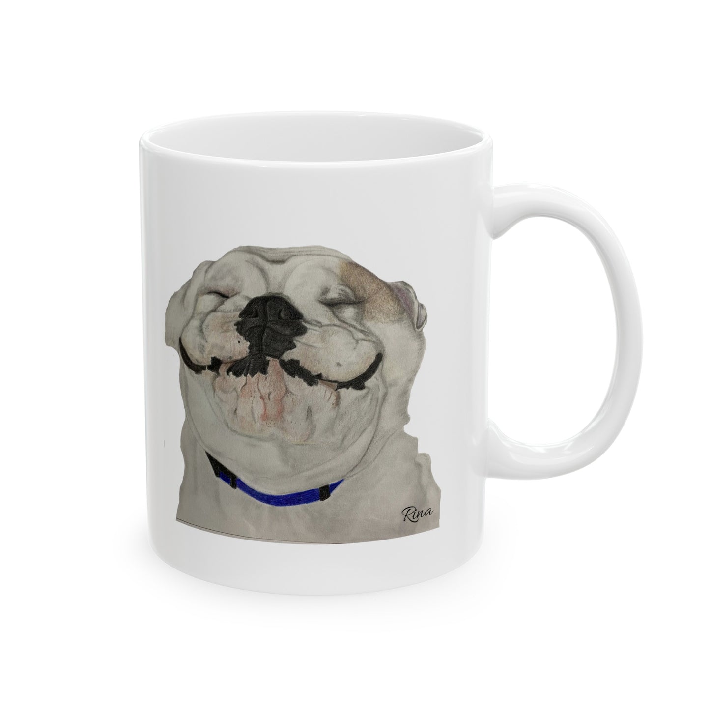 Happy Bulldog Ceramic Coffee Mug, (11oz, 15oz)