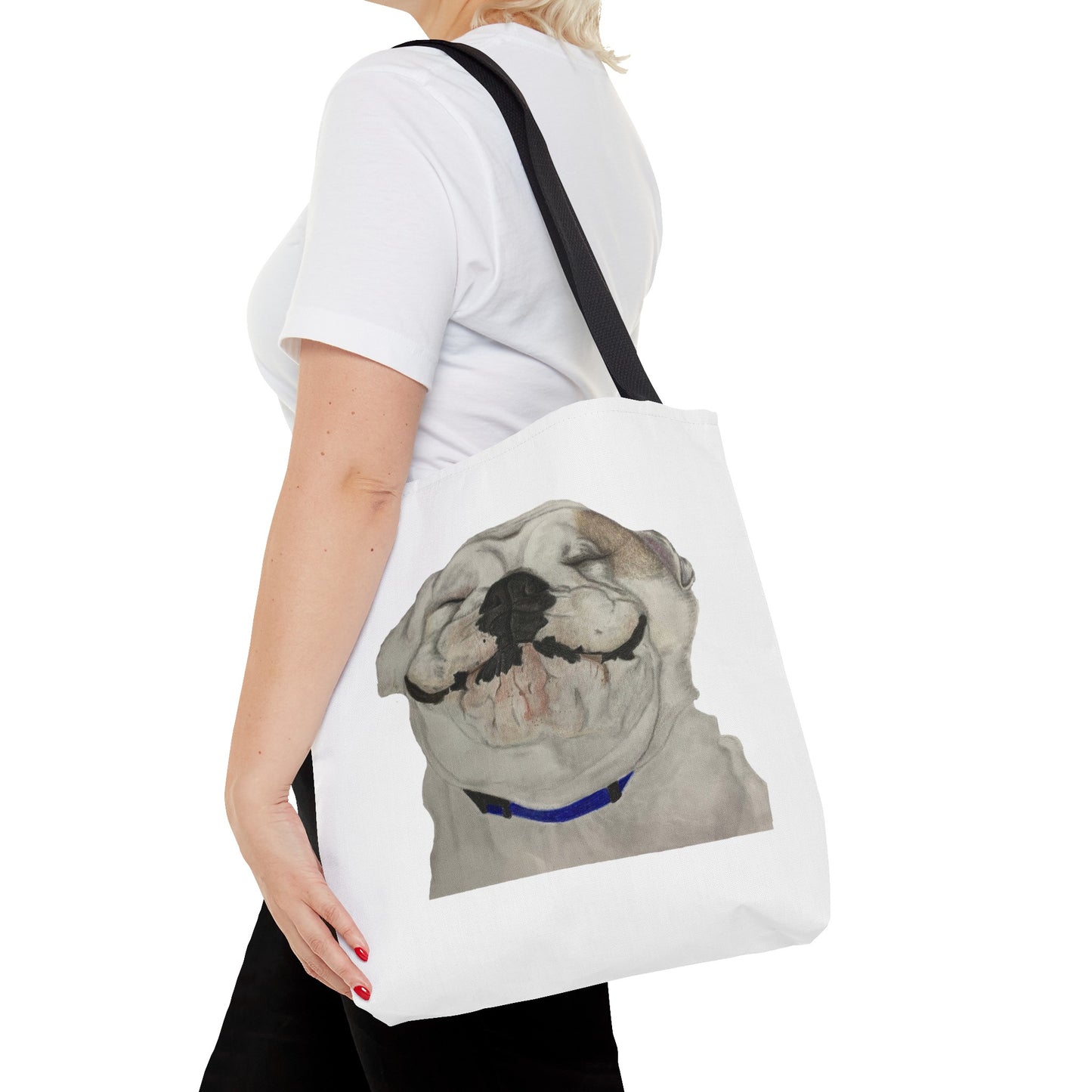 Happy Bulldog Tote Bag, Beach Bag, Pool Bag, Book Bag