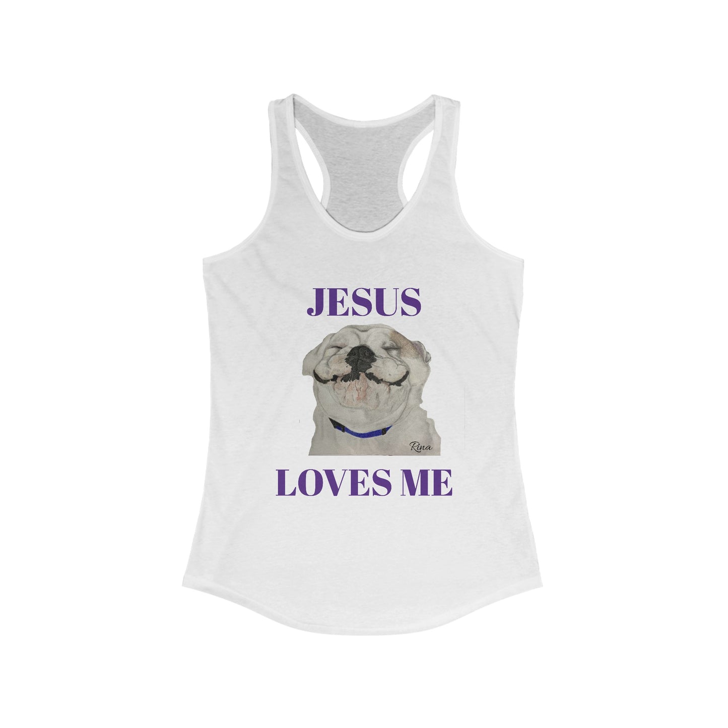 Jesus Loves Me Happy Bulldog Tank Top