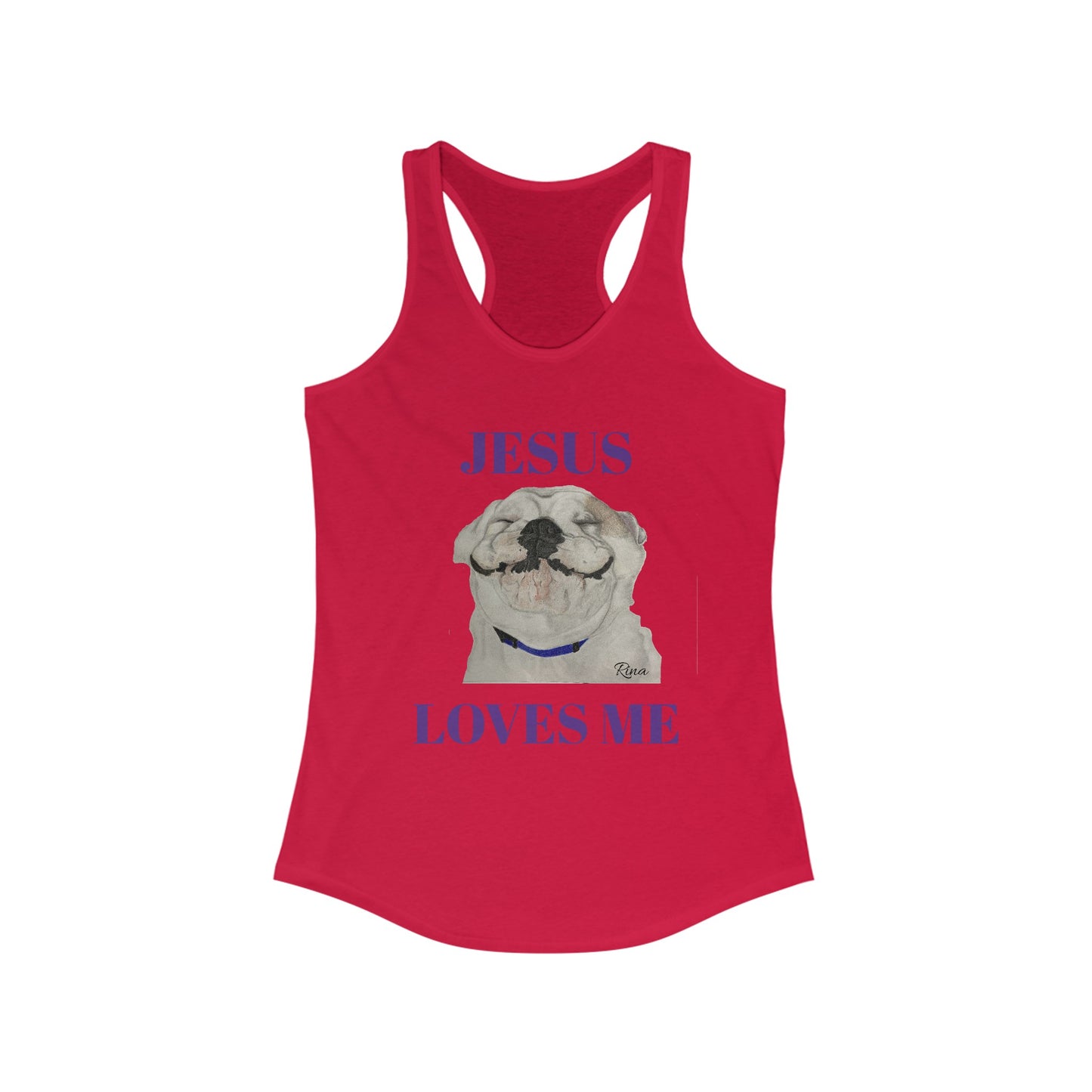 Jesus Loves Me Happy Bulldog Tank Top