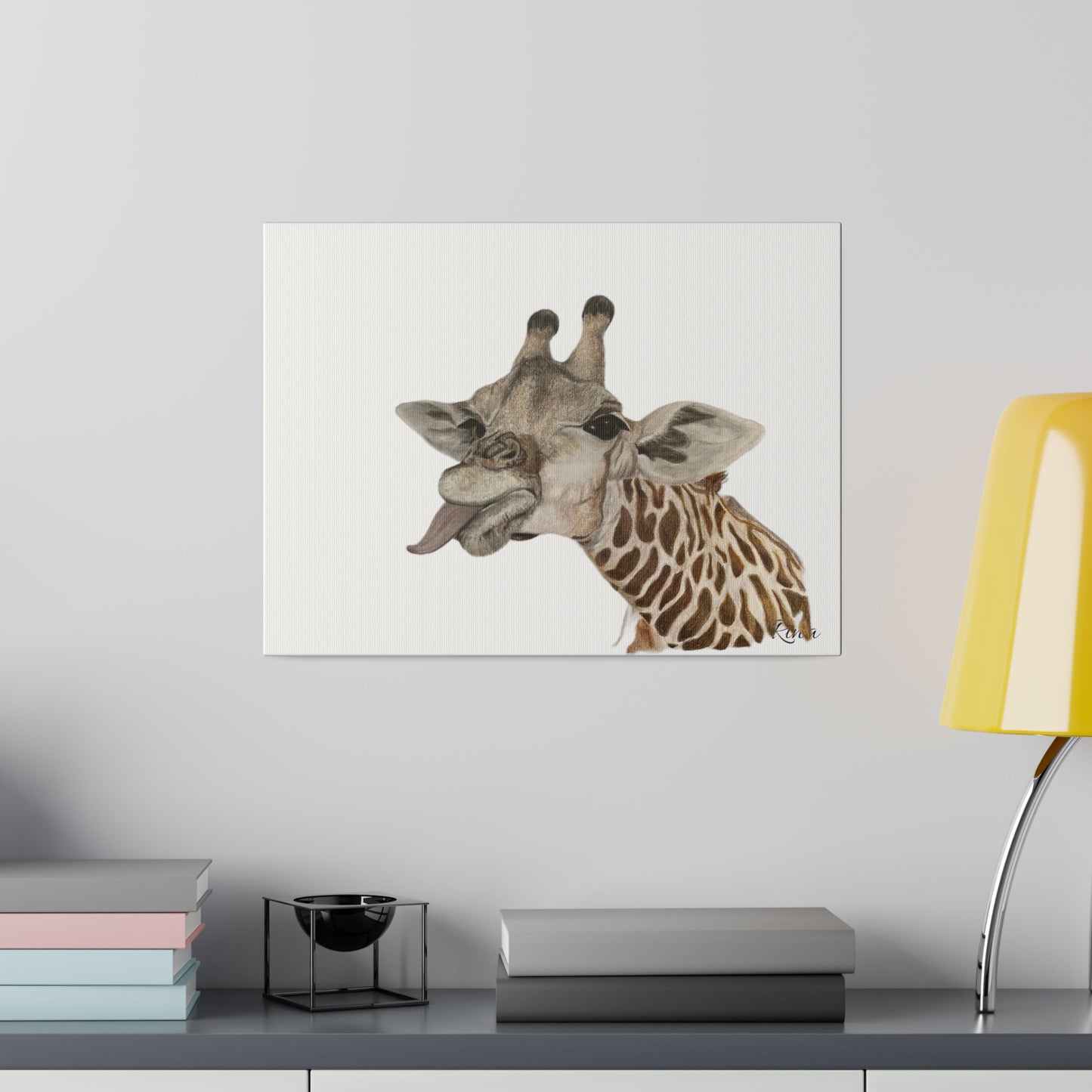 Quirky Giraffe stretched canvas art decor