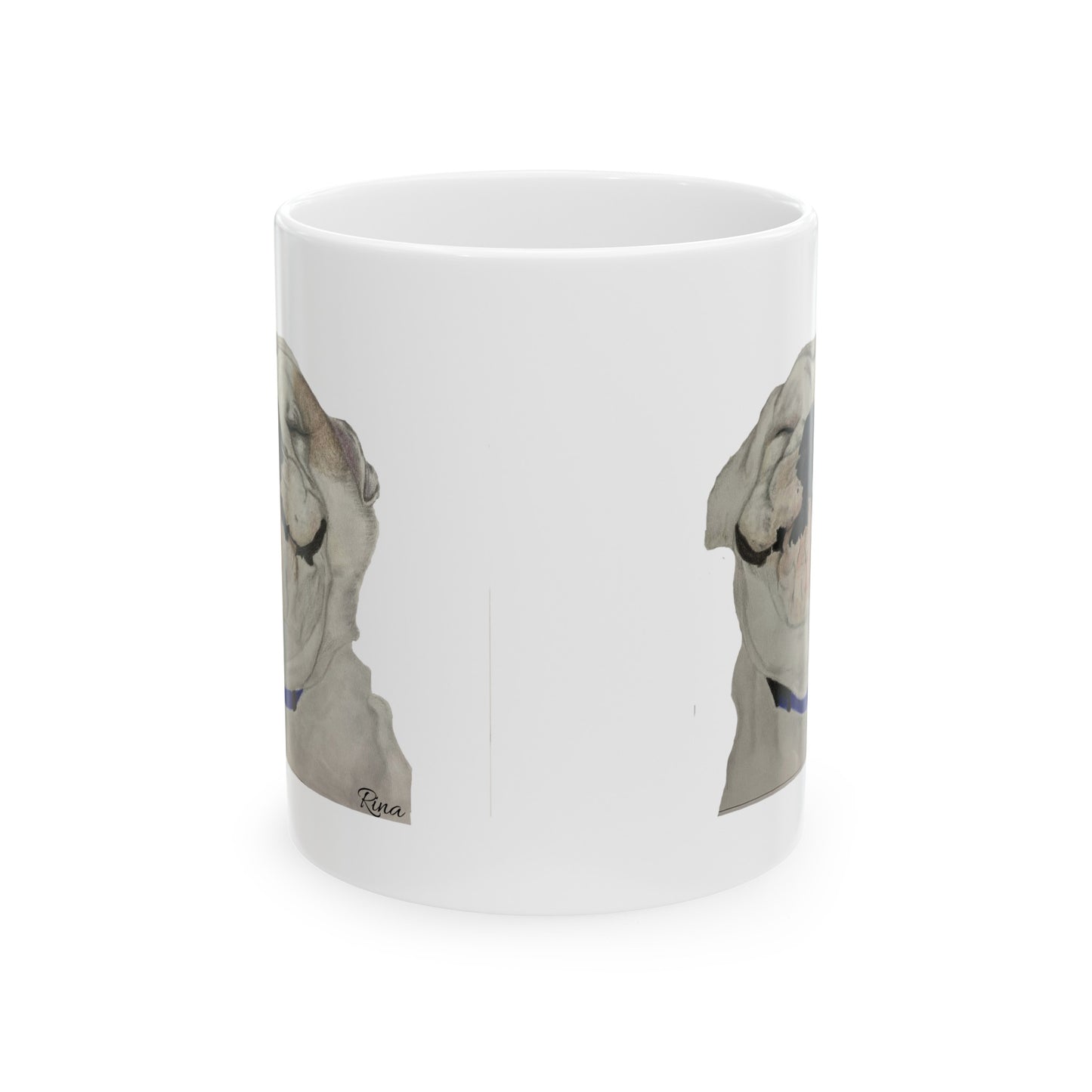 Happy Bulldog Ceramic Coffee Mug, (11oz, 15oz)