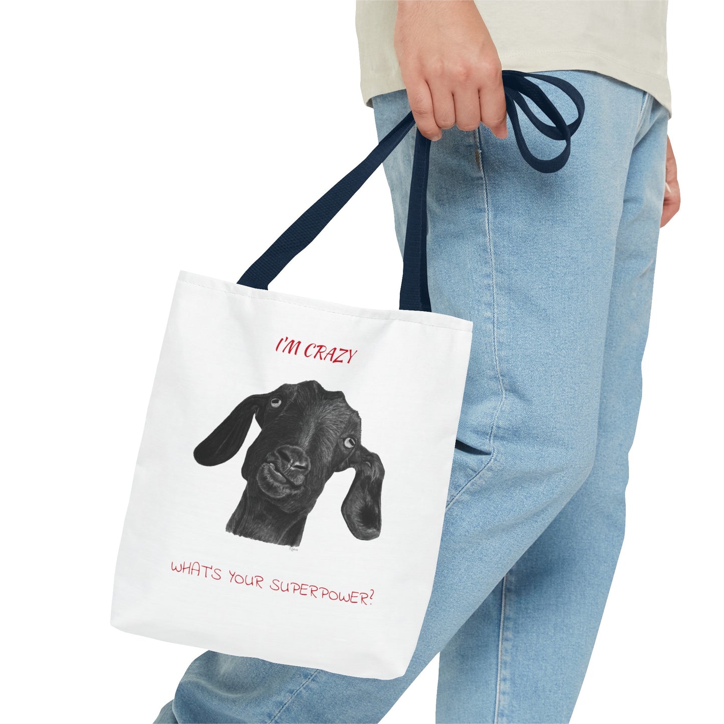 ImCrazy Whats Your Superpower Goofy Goat Tote Bag  Beach Bag Pool Bag Book Bag